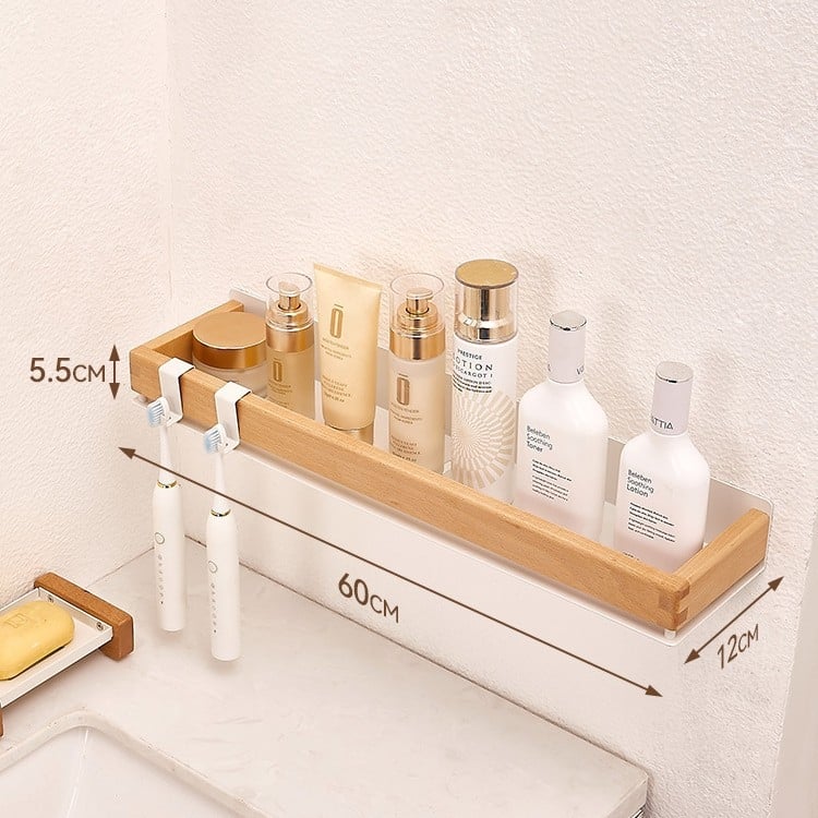 Sieninis vonios laikiklis iš kosminio aliuminio su dažytu paviršiumi, vieno lygio, šiuolaikinis minimalistinis stilius, apkrovos gebėjimas apie 15 kg