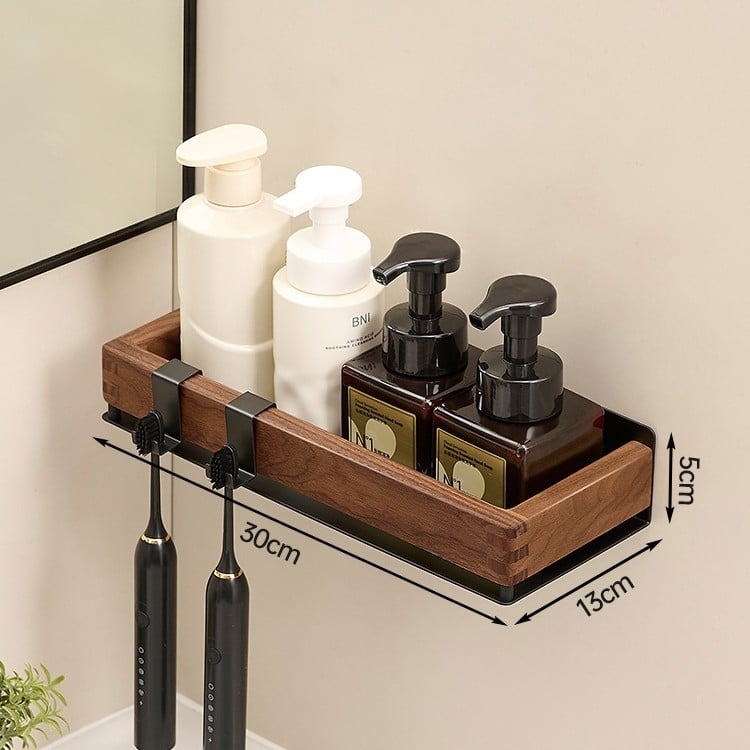 Sieninis vonios laikiklis iš kosminio aliuminio su dažytu paviršiumi, vieno lygio, šiuolaikinis minimalistinis stilius, apkrovos gebėjimas apie 15 kg