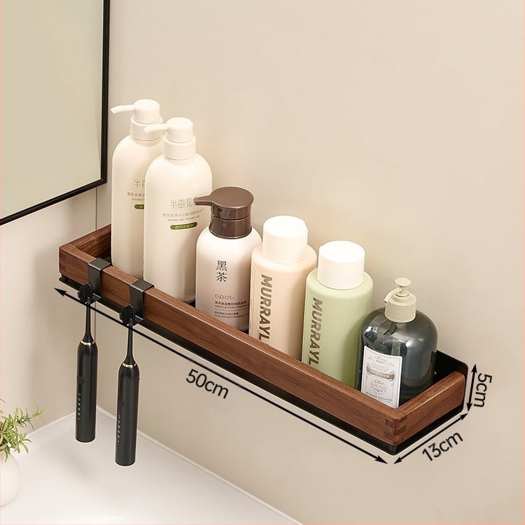 Sieninis vonios laikiklis iš kosminio aliuminio su dažytu paviršiumi, vieno lygio, šiuolaikinis minimalistinis stilius, apkrovos gebėjimas apie 15 kg