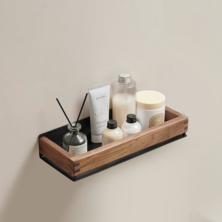 Sieninis vonios laikiklis iš kosminio aliuminio su dažytu paviršiumi, vieno lygio, šiuolaikinis minimalistinis stilius, apkrovos gebėjimas apie 15 kg