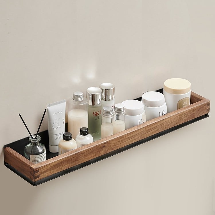 Sieninis vonios laikiklis iš kosminio aliuminio su dažytu paviršiumi, vieno lygio, šiuolaikinis minimalistinis stilius, apkrovos gebėjimas apie 15 kg