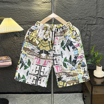 Ανδρικά σορτς παραλίας με εκτύπωση λουλουδιών, χαλαρή εφαρμογή, γρήγορο στέγνωμα πολυεστέρα