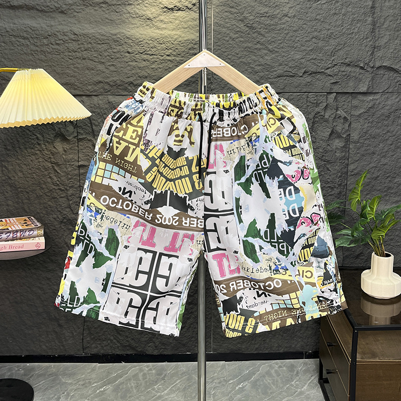 Ανδρικά σορτς παραλίας με εκτύπωση λουλουδιών, χαλαρή εφαρμογή, γρήγορο στέγνωμα πολυεστέρα