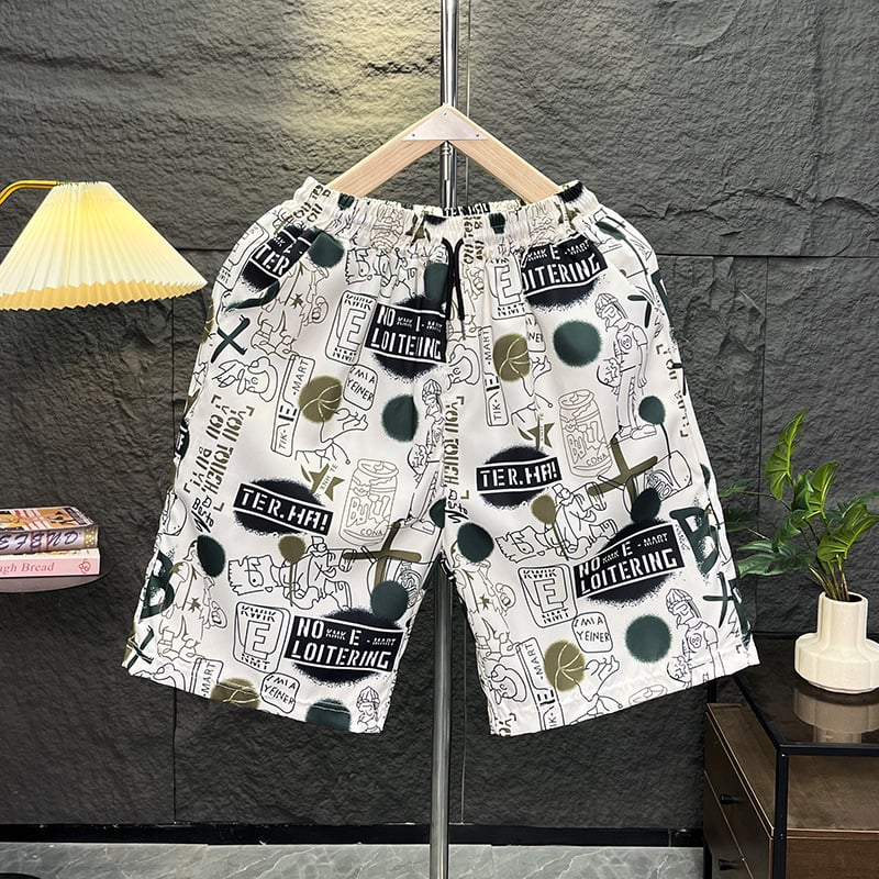 Ανδρικά σορτς παραλίας με εκτύπωση λουλουδιών, χαλαρή εφαρμογή, γρήγορο στέγνωμα πολυεστέρα