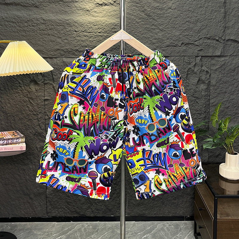 Ανδρικά σορτς παραλίας με εκτύπωση λουλουδιών, χαλαρή εφαρμογή, γρήγορο στέγνωμα πολυεστέρα