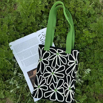 Τσάντα Tote από Πολυεστέρα, στυλ Fresh and Sweet, οριζόντια τετράγωνη μορφή, εσωτερικοί θήκες για κινητό, κάρτα ταυτότητας και φορητό υπολογιστή, ανοιχτή κορυφή