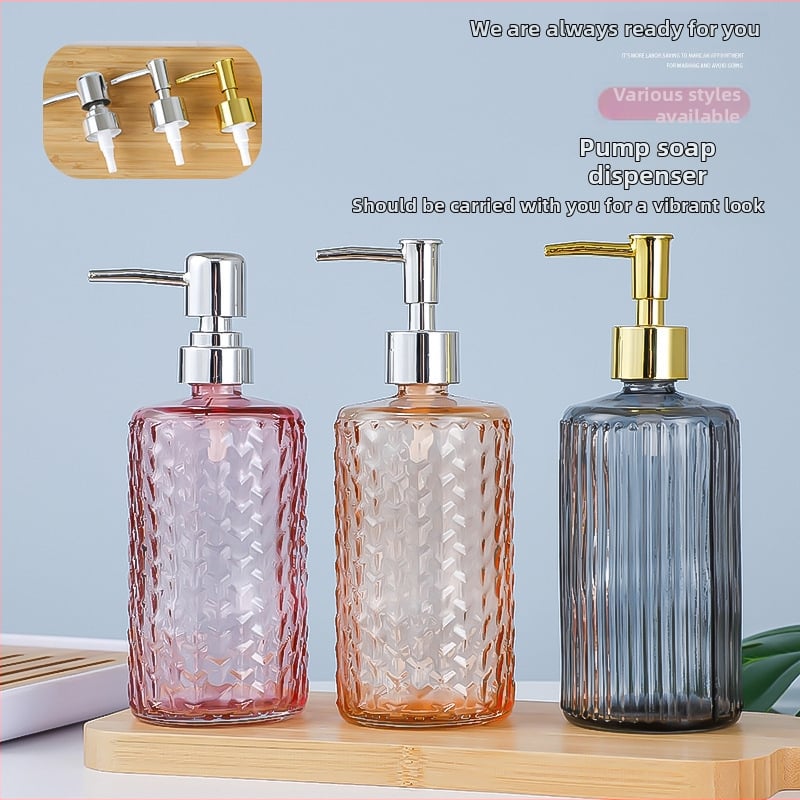 Stiklinė pompinė buteliukas rankų dezinfekcijai, šampūnui, dušo geliui ir skystam muilui – medžiaga: stiklas; siurblys; universalus panaudojimas; prekės ženklas Noyou