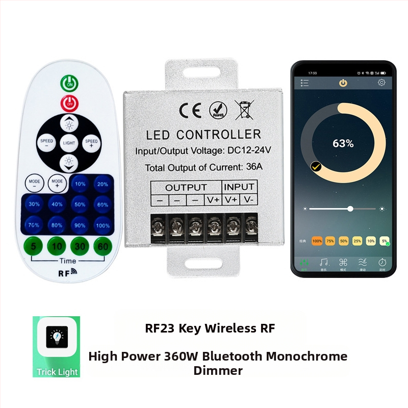 ZHENHUA KY-RF23-D1 RF димер за ниско напрежение LED ленти, DC12-24V, RF23-key дистанционно управление