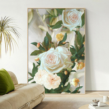 Διακοσμητικός πίνακας τοίχου με φυτά και λουλούδια, κρεμαστός με πλαίσιο PS, εκτύπωση inkjet, κατάλληλος για σαλόνι και υπνοδωμάτιο, σκανδιναβικό στυλ