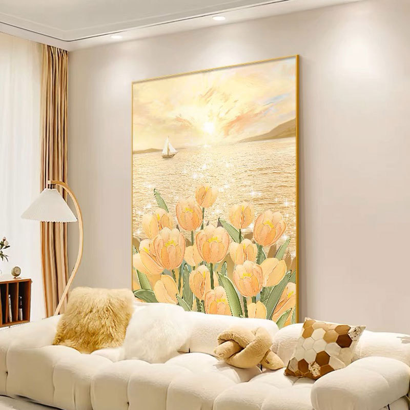 Cvjetno inspiriran moderan luksuzni zidni dekorativni komad za dnevni boravak – minimalistička i elegantna umjetnost za pozadinu kauča i hodnika, u okviru.
