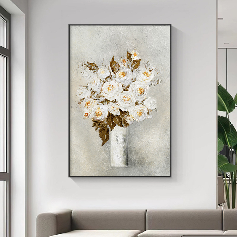 Cvjetno inspiriran moderan luksuzni zidni dekorativni komad za dnevni boravak – minimalistička i elegantna umjetnost za pozadinu kauča i hodnika, u okviru.