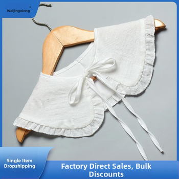 Vaikiška vilnos netikra apykaklė su nėriniais ir raukšlėmis, dekoratyvus šalikėlis, laisvas stilius, pavasaris 2023