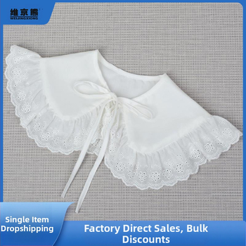 Vaikiška vilnos netikra apykaklė su nėriniais ir raukšlėmis, dekoratyvus šalikėlis, laisvas stilius, pavasaris 2023