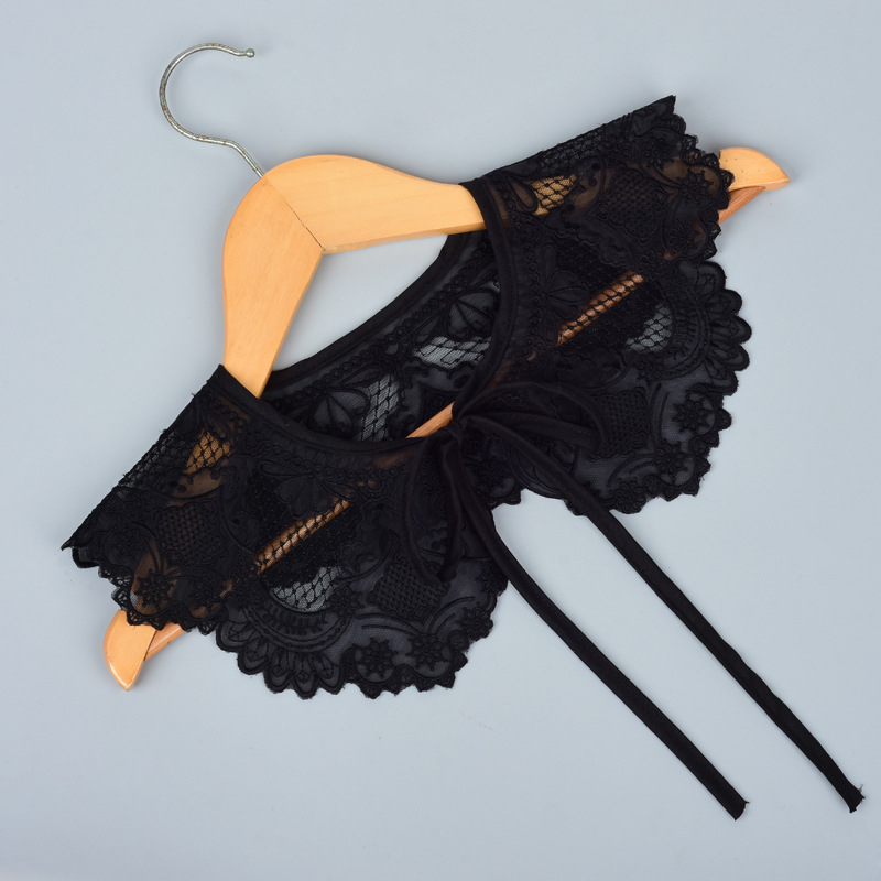 Vaikiška vilnos netikra apykaklė su nėriniais ir raukšlėmis, dekoratyvus šalikėlis, laisvas stilius, pavasaris 2023