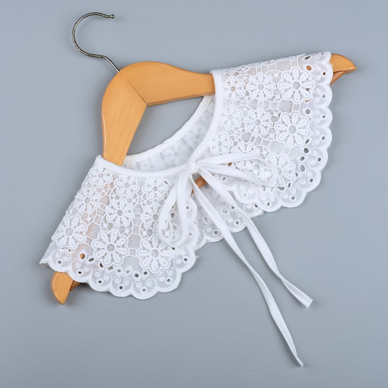 Vaikiška vilnos netikra apykaklė su nėriniais ir raukšlėmis, dekoratyvus šalikėlis, laisvas stilius, pavasaris 2023