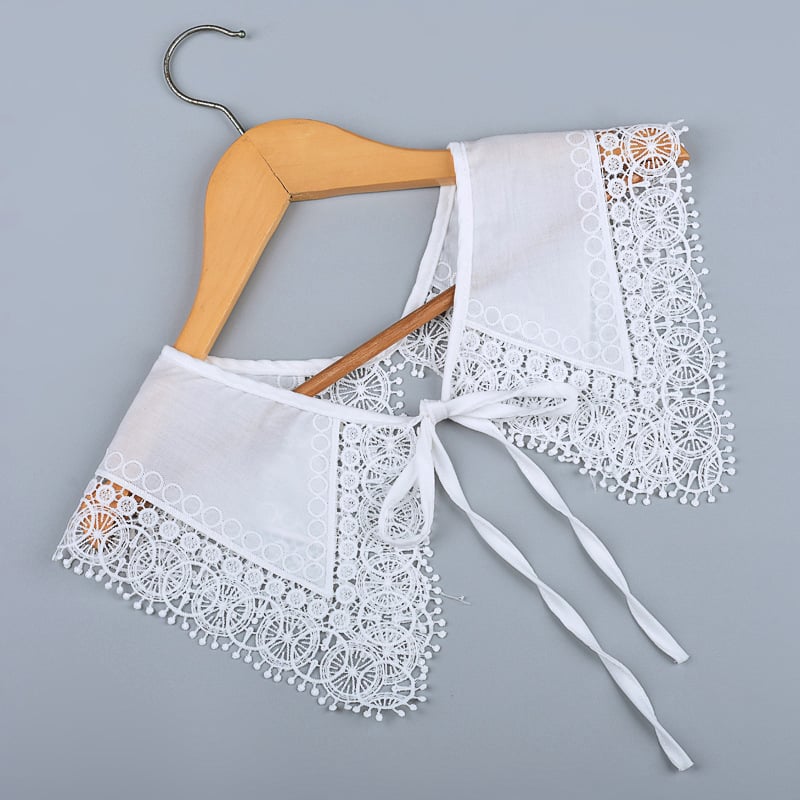 Vaikiška vilnos netikra apykaklė su nėriniais ir raukšlėmis, dekoratyvus šalikėlis, laisvas stilius, pavasaris 2023