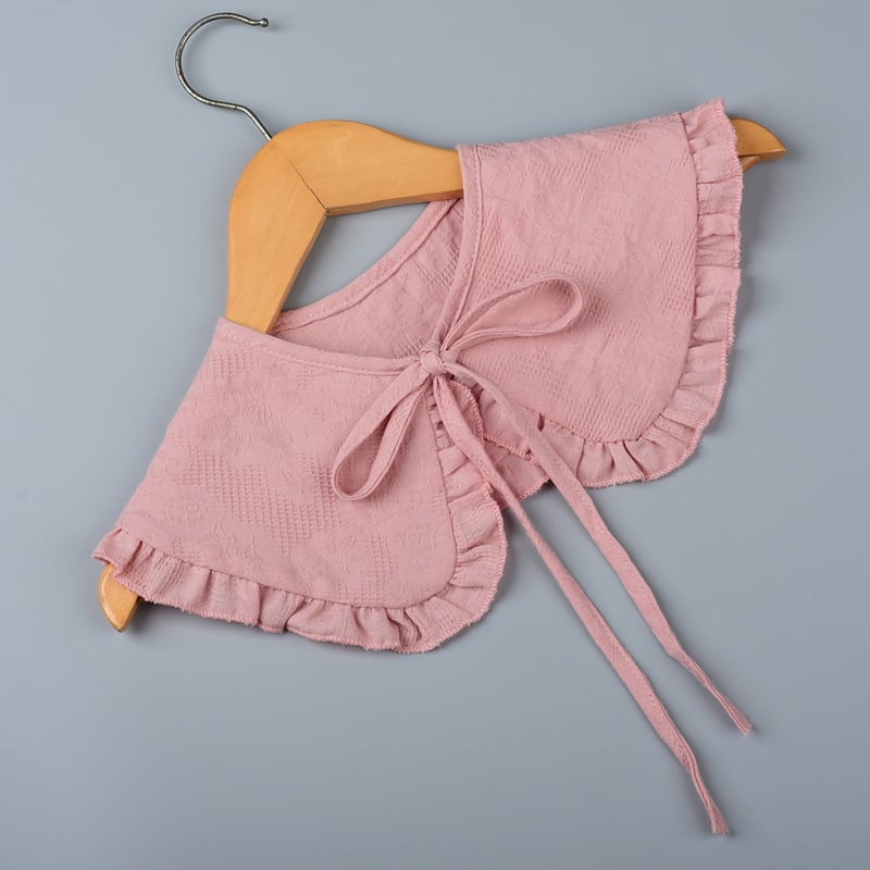 Vaikiška vilnos netikra apykaklė su nėriniais ir raukšlėmis, dekoratyvus šalikėlis, laisvas stilius, pavasaris 2023