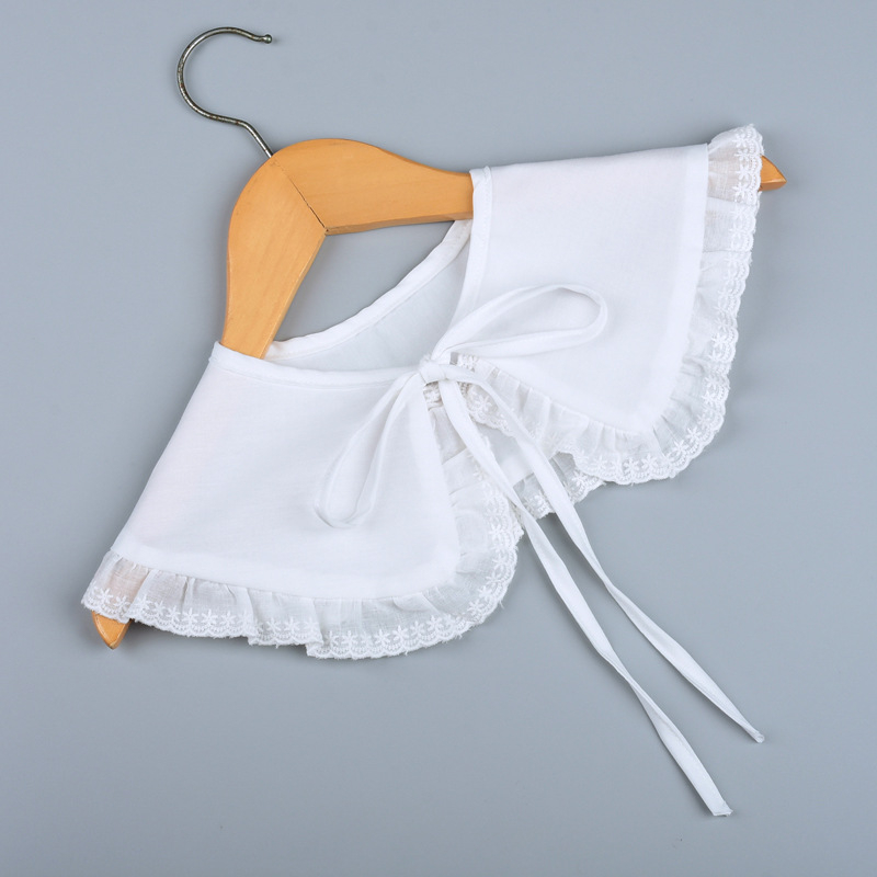 Vaikiška vilnos netikra apykaklė su nėriniais ir raukšlėmis, dekoratyvus šalikėlis, laisvas stilius, pavasaris 2023