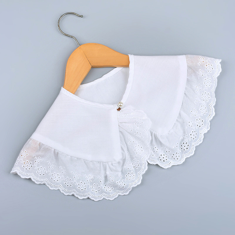 Vaikiška vilnos netikra apykaklė su nėriniais ir raukšlėmis, dekoratyvus šalikėlis, laisvas stilius, pavasaris 2023