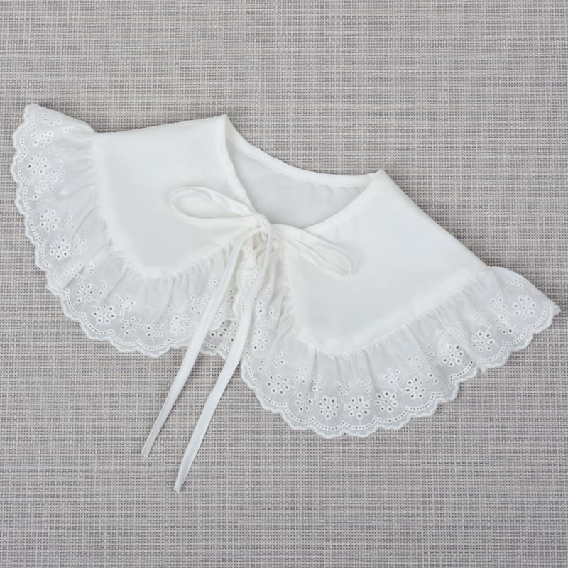 Vaikiška vilnos netikra apykaklė su nėriniais ir raukšlėmis, dekoratyvus šalikėlis, laisvas stilius, pavasaris 2023