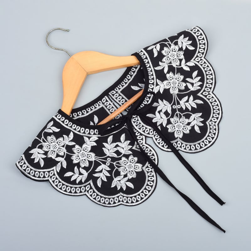 Vaikiška vilnos netikra apykaklė su nėriniais ir raukšlėmis, dekoratyvus šalikėlis, laisvas stilius, pavasaris 2023