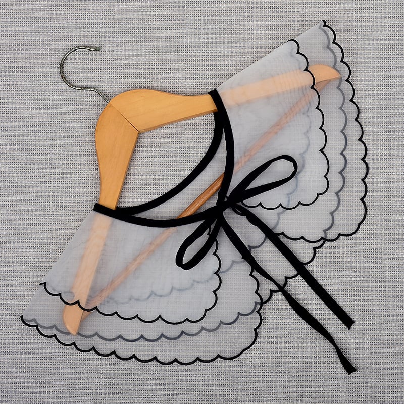 Vaikiška vilnos netikra apykaklė su nėriniais ir raukšlėmis, dekoratyvus šalikėlis, laisvas stilius, pavasaris 2023