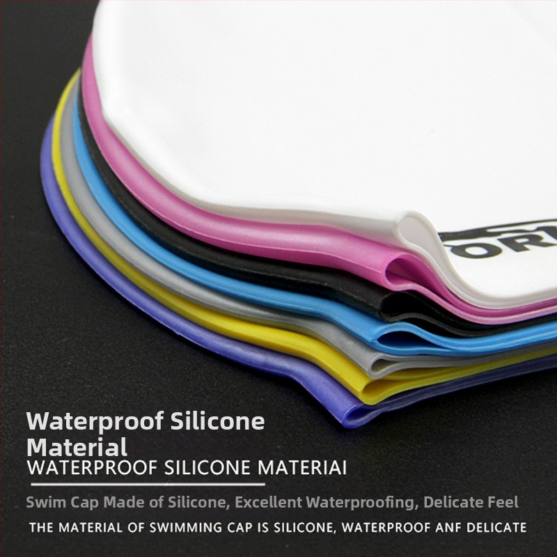 Шапка за плуване от силикон - водоустойчива, удобна, висока еластичност, унисекс, за възрастни, за басейн (Материал: силикон; Модел: едноцветен; Подходяща: възрастни; Сценарий: басейн)