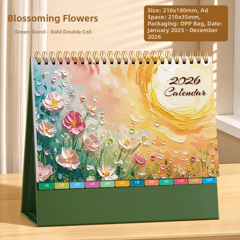 Asztali naptár 2026: retro kínai stílus, egyszerű és modern dizájn, PU bőr, logónyomtatás elérhető, univerzális ajándék.