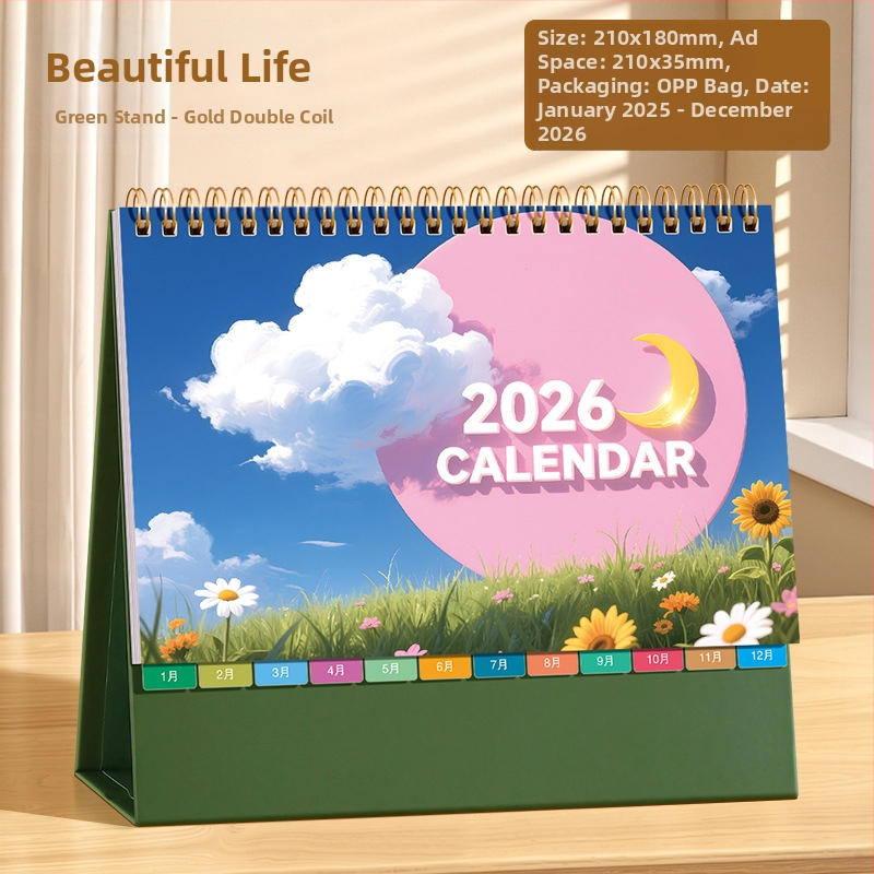 Asztali naptár 2026: retro kínai stílus, egyszerű és modern dizájn, PU bőr, logónyomtatás elérhető, univerzális ajándék.