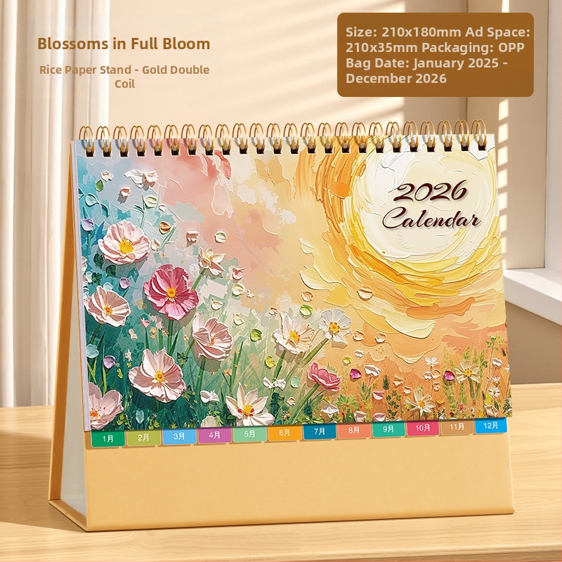 Asztali naptár 2026: retro kínai stílus, egyszerű és modern dizájn, PU bőr, logónyomtatás elérhető, univerzális ajándék.