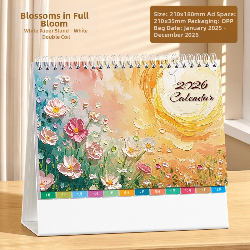 Asztali naptár 2026: retro kínai stílus, egyszerű és modern dizájn, PU bőr, logónyomtatás elérhető, univerzális ajándék.