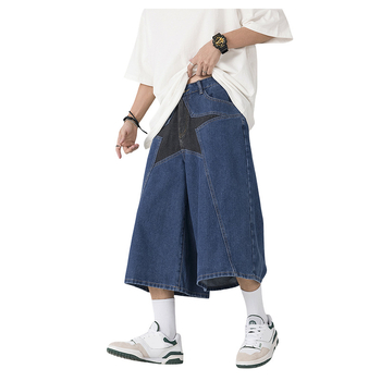 Wolverine дънени cropped панталони, висока талия, широки крачоли, звездно шиене, уличен стил