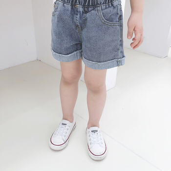 Q.QINBABY παιδικά τζιν σορτς, κορεατικό στυλ, 95% βαμβάκι, μεσαία μέση, cartoon σχέδιο, καλοκαίρι, για παιδιά 3-8 ετών