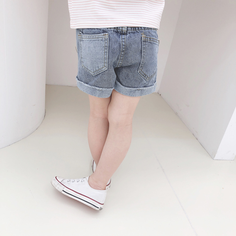 Q.QINBABY παιδικά τζιν σορτς, κορεατικό στυλ, 95% βαμβάκι, μεσαία μέση, cartoon σχέδιο, καλοκαίρι, για παιδιά 3-8 ετών
