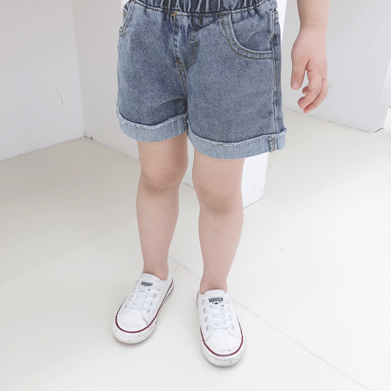 Q.QINBABY παιδικά τζιν σορτς, κορεατικό στυλ, 95% βαμβάκι, μεσαία μέση, cartoon σχέδιο, καλοκαίρι, για παιδιά 3-8 ετών