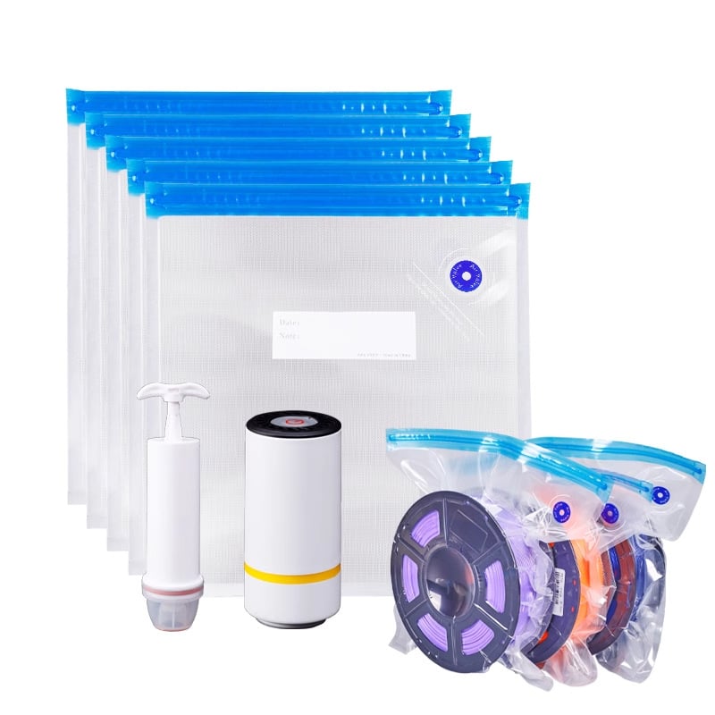 3D spausdinimo filamentų vakuuminės laikymo kišenės, PA+PE medžiaga, vakuuminis suspaudimo tipas, rinkinys 260 vnt., su siurbliu