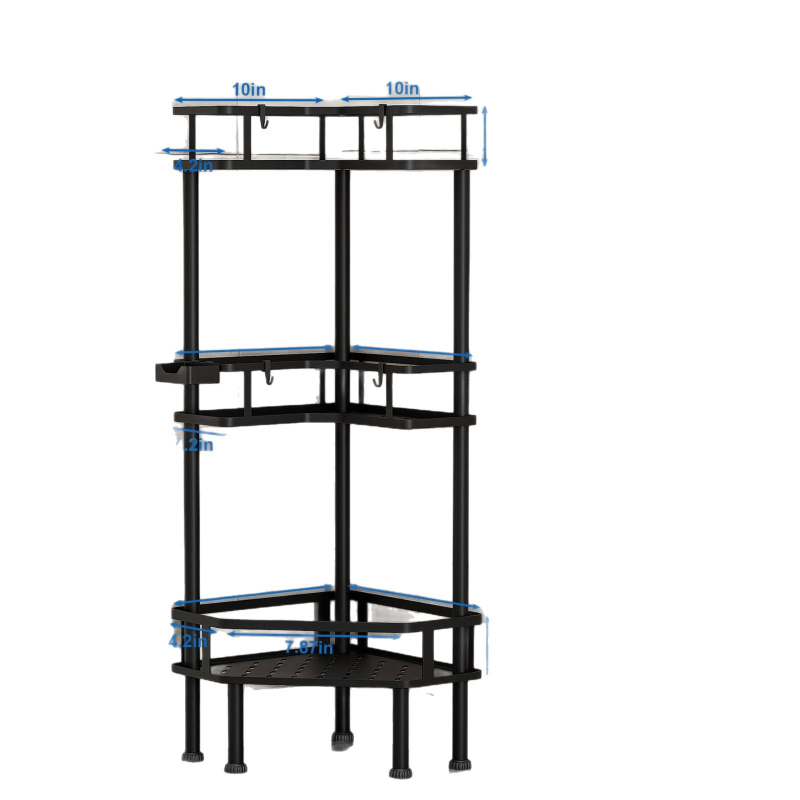 Kairong 1058 Anglies plieno 3 lygių kampinis vonios lentynų su dažytu paviršiumi, apkrova 10 kg