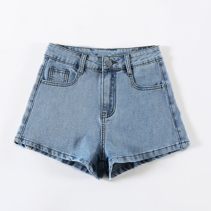 Ženske džins šorc s motivom leptira, visokim strukom, duljina tri četvrtine, ravni kroj, lagani pamuk-denim