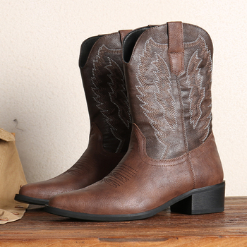 Riterių auliniai su PU viršutine dalimi, gumos padas, apvali nosis, kvadratinis kulnas, aukštas vamzdelis