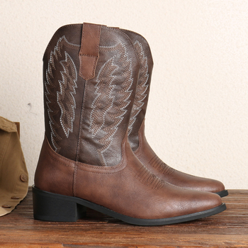 Riterių auliniai su PU viršutine dalimi, gumos padas, apvali nosis, kvadratinis kulnas, aukštas vamzdelis