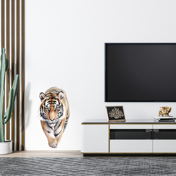 Αυτοκόλλητο τοίχου με τίγρη, αυτοκόλλητο, αδιάβροχο, PVC, για σαλόνι και υπνοδωμάτιο, 1 τεμάχιο, χαριτωμένο ζωικό μοτίβο