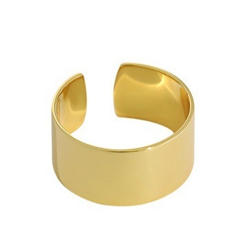 Κορεατικού στυλ ρυθμιζόμενο ανοιχτό δαχτυλίδι για γυναίκες, χαλκός, γεωμετρικός σχεδιασμός με επίχρυση επίστρωση