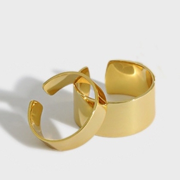 Koreai stílusú állítható nyitott gyűrű nőknek, réz, geometriai kialakítás, aranyozott bevonat