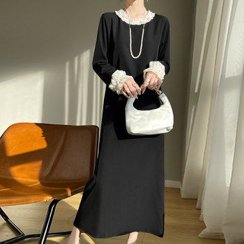 Φόρεμα μίντι Α-γραμμής χωρίς μανίκια με γιακά εικόνας και ψηλή μέση, πουλόβερ στυλ