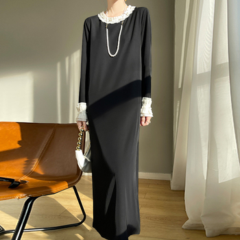 Φόρεμα μίντι Α-γραμμής χωρίς μανίκια με γιακά εικόνας και ψηλή μέση, πουλόβερ στυλ