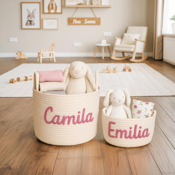 Coș de depozitare din sfoară de bumbac x632 – țesătură de bumbac, cutie 30 bucăți, organizator interior