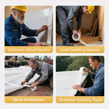 Ταινία φράγμα ατμών από πολυαιθυλένιο, 200 μm πάχος, κόλλα με βάση το νερό, υψηλή αντοχή σε θερμοκρασία, υγρασία και UV‑ανθεκτικότητα; δυνατότητα παραμετροποίησης επεξεργασίας; κατάλληλη για επισκευές υπόγειων, προστασία θαλάσσιων σκαφών, εξωτερική κάλυψη,