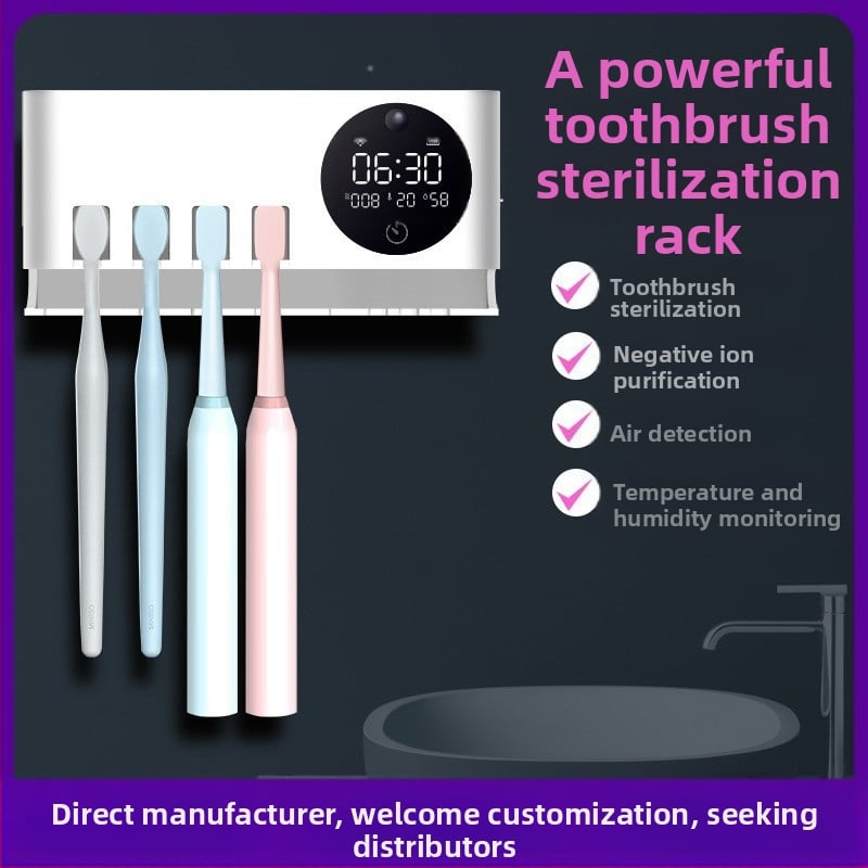 Dantų šepetėlių laikiklis – sieninis montavimas be gręžimo, plastikas, prekės ženklas Aipinju