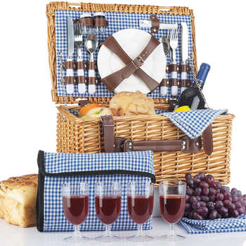 Coș de picnic din ratan, destinat fructelor și legumelor, modelul 107, pachet 32, stil idilic