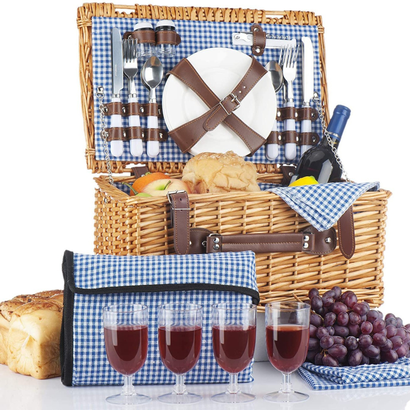 Coș de picnic din ratan, destinat fructelor și legumelor, modelul 107, pachet 32, stil idilic